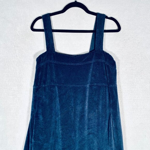 Me + Em Maxi Dress Womens 10 Blue Corduroy Quiet Luxury Costal Cowgirl Garden - Picture 4 of 14